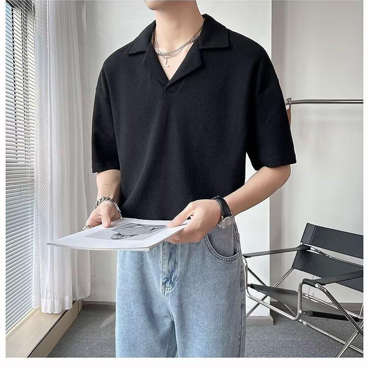 남자 여름 캐주얼 와플 반팔티셔츠 아이스 반팔티셔츠 남자 여름 와플 반팔티셔츠 아이스티셔츠