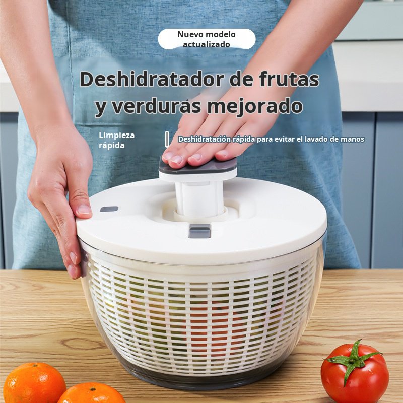 Hilandero Manual de verduras tipo empuje, cesta de drenaje de comida para ensalada de frutas, deshid
