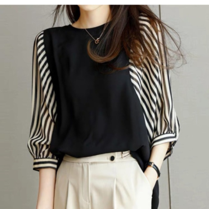 レディース ラウンドネック ゆったり 半袖 夏 半袖トップス ラウンドネックルーズ半袖レディースシャツ