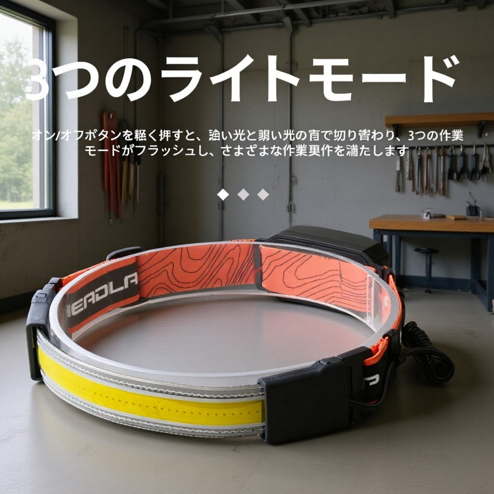 LED充電式ヘッドライト 超軽量 USB充電 屋外用