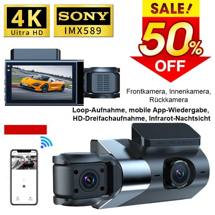 HD-Wifi-Auto-Recorder mit drei Aufzeichnungen