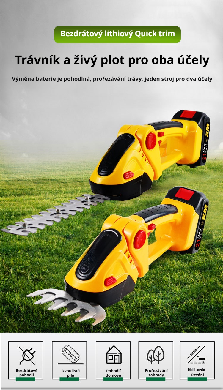 Ruční bezdrátové nabíjecí nůžky na živý plot v akci