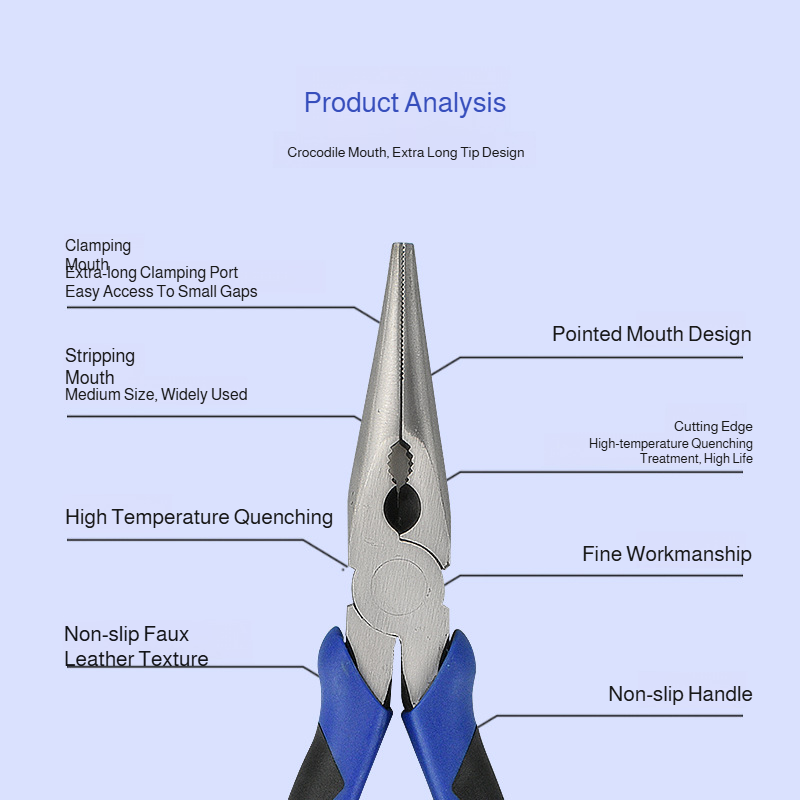 Multifunctional wire cutters 8 inch 6 inch 45 steel industrial grade labor-saving needle nose pliers