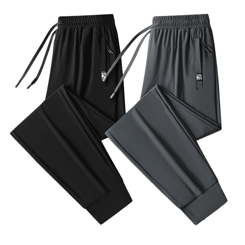 メンズ・サマー・アイス・パンツ 速乾スポーツ薄手ストレートアイスシルクカジュアルパンツ