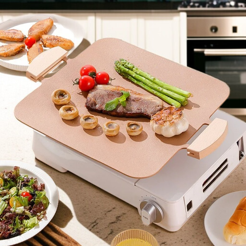 Placa de barbacoa coreana para acampar al aire libre, piedra médica, bandeja para hornear antiadhere