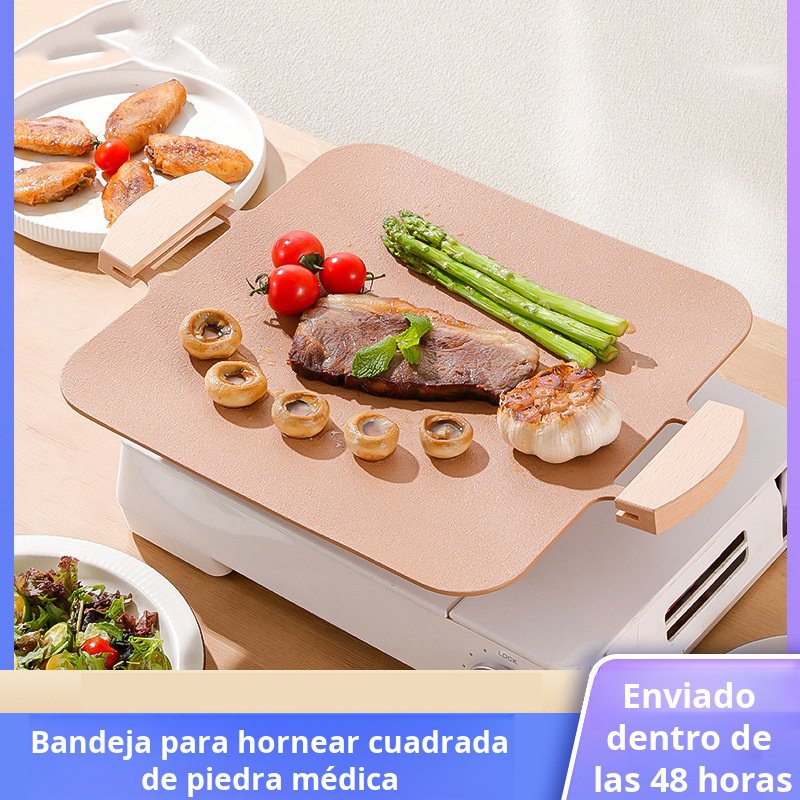 Placa de barbacoa coreana para acampar al aire libre, piedra médica, bandeja para hornear antiadhere