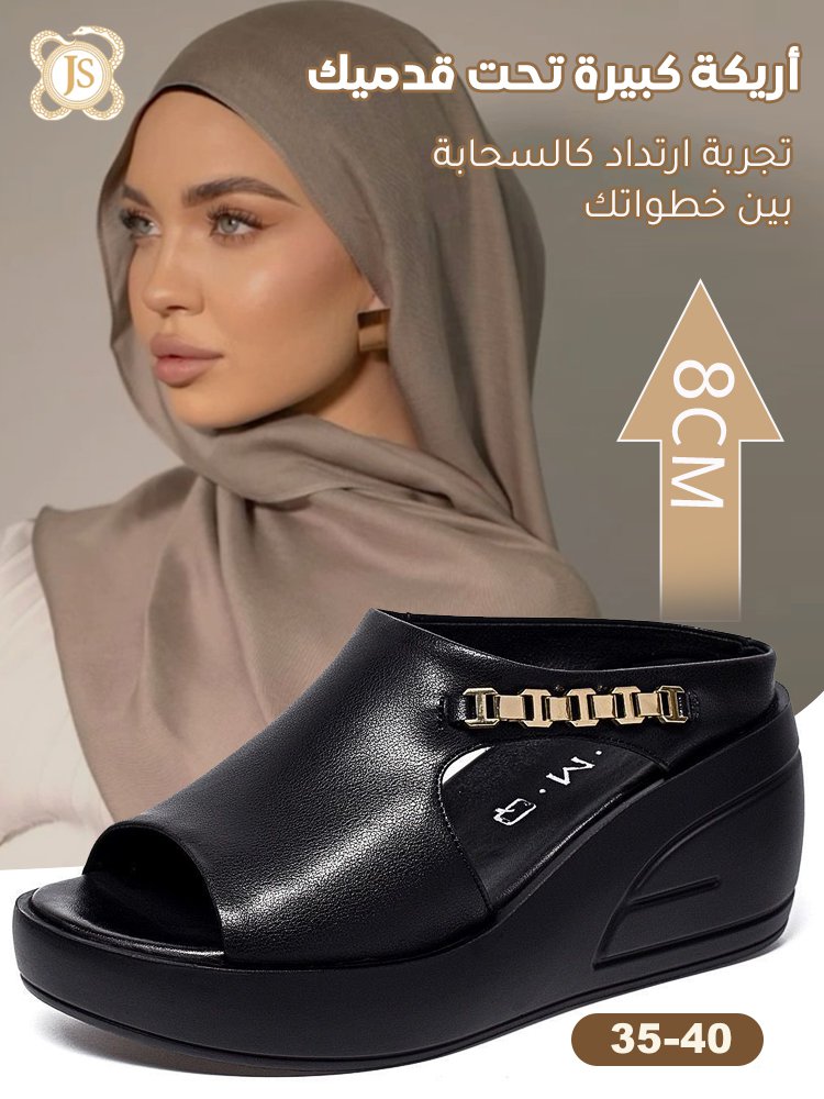 صندل طبي مريح مصنوع من الجلد الطبيعي الأصلي | ارتفاع الكعب 8 سم يخفف آلام القدم | تصميم فاخر ?