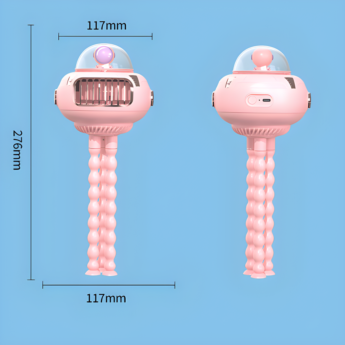 新型オクトパスベビーカー用羽根なし小型扇風機 USB充電式ポータブル首振り電動扇風機