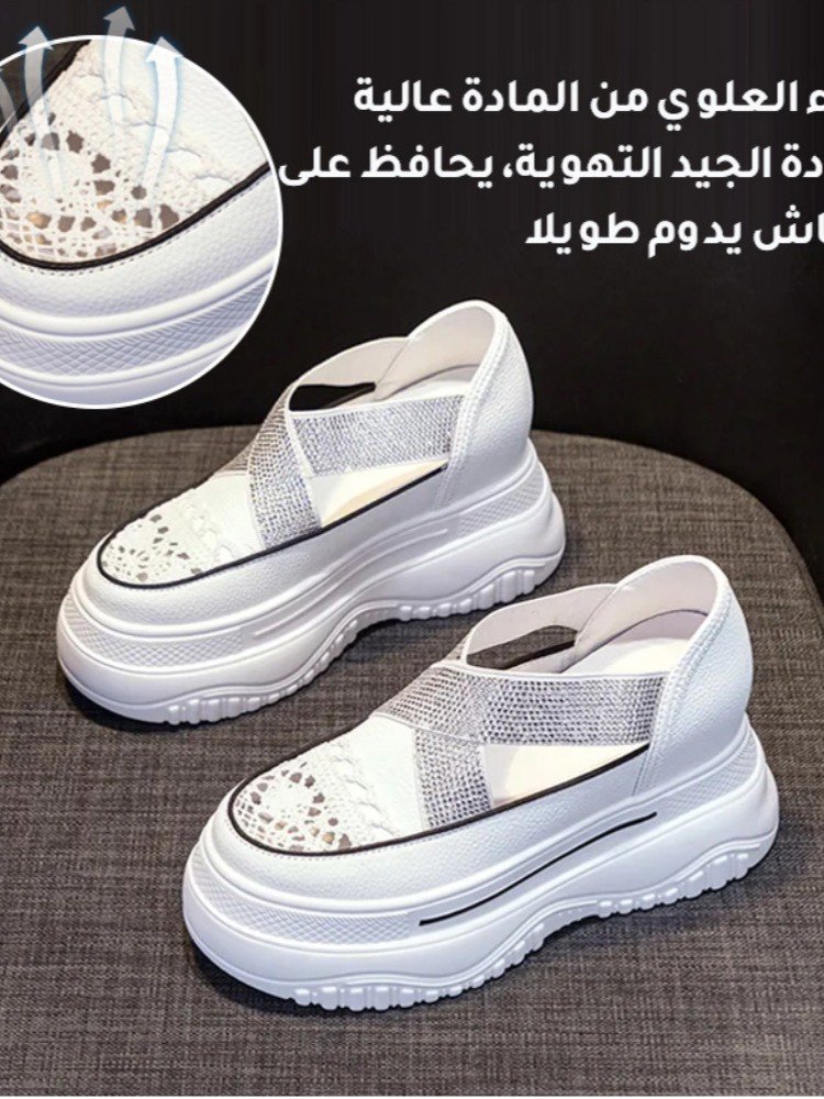 Healthy-foot   صنادل منصة مرصعة بأحجار الراين للنساء