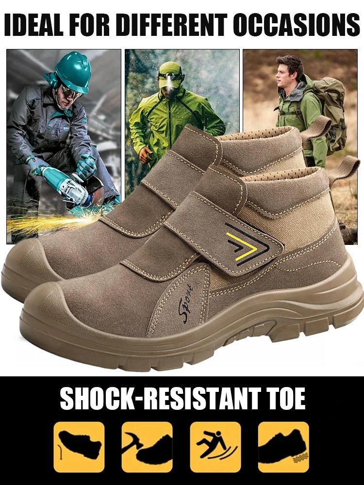 German imported safety work shoes with anti-smash, anti-puncture, waterproof, and anti-slip features
