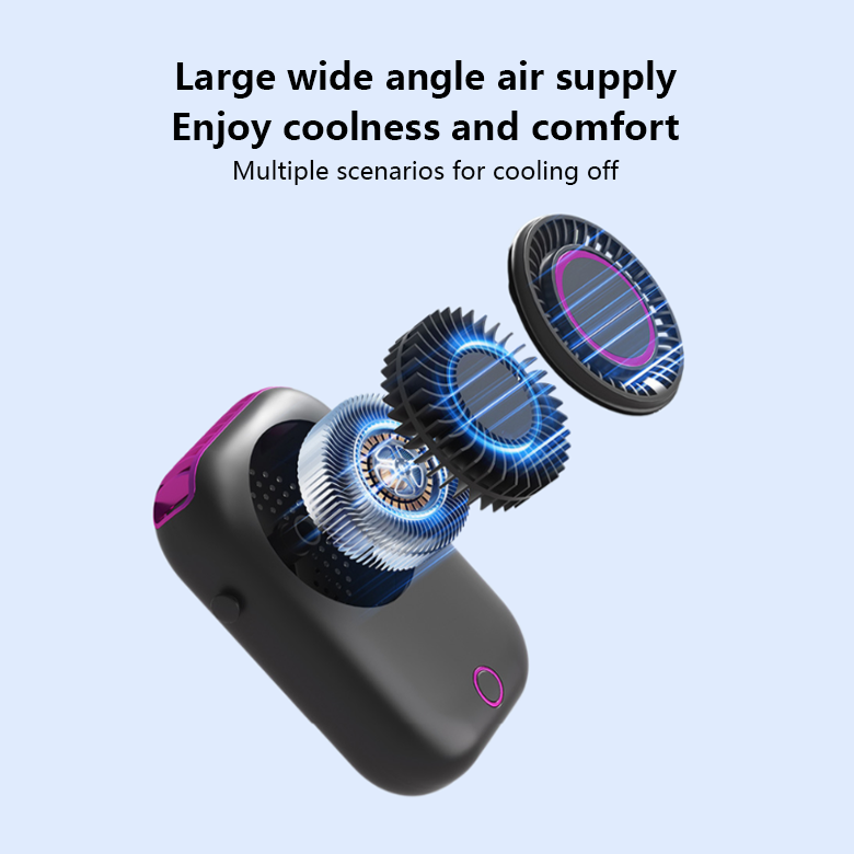 Portable mini neck and waist hanging fan