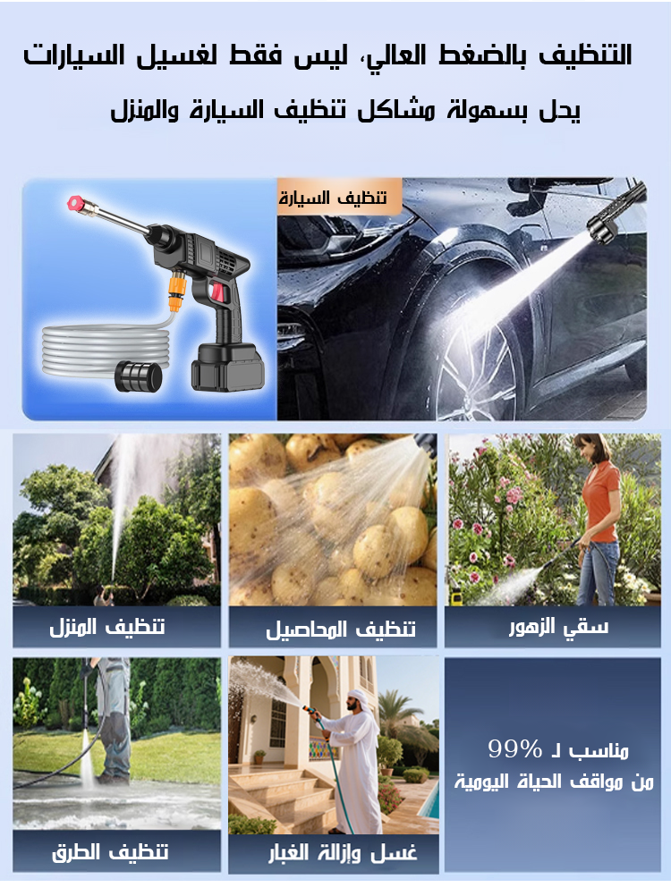 جهاز تنظيف السيارة مع  ضغط ماء عالي مذهل