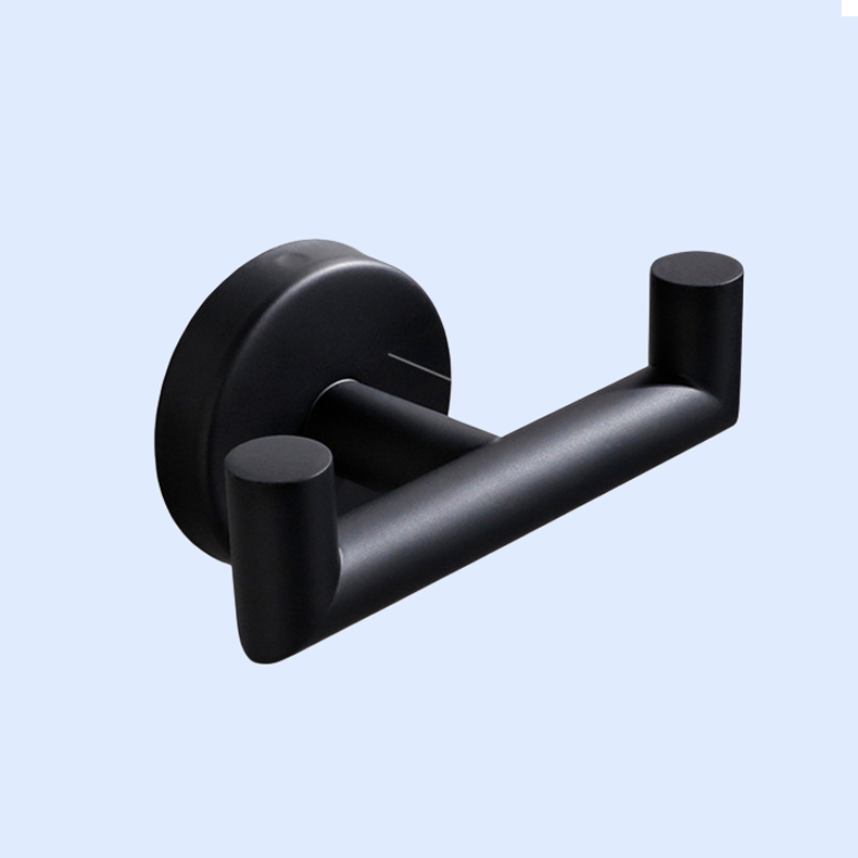 Black Metal Bathroom Double Towel Hook