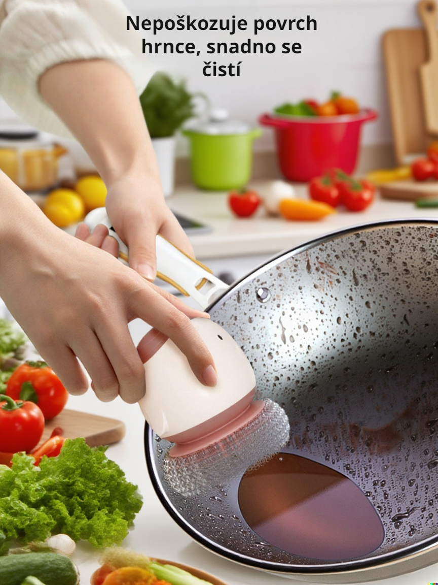 Automatický kartáč na mytí nádobí s dávkovačem čisticího prostředku