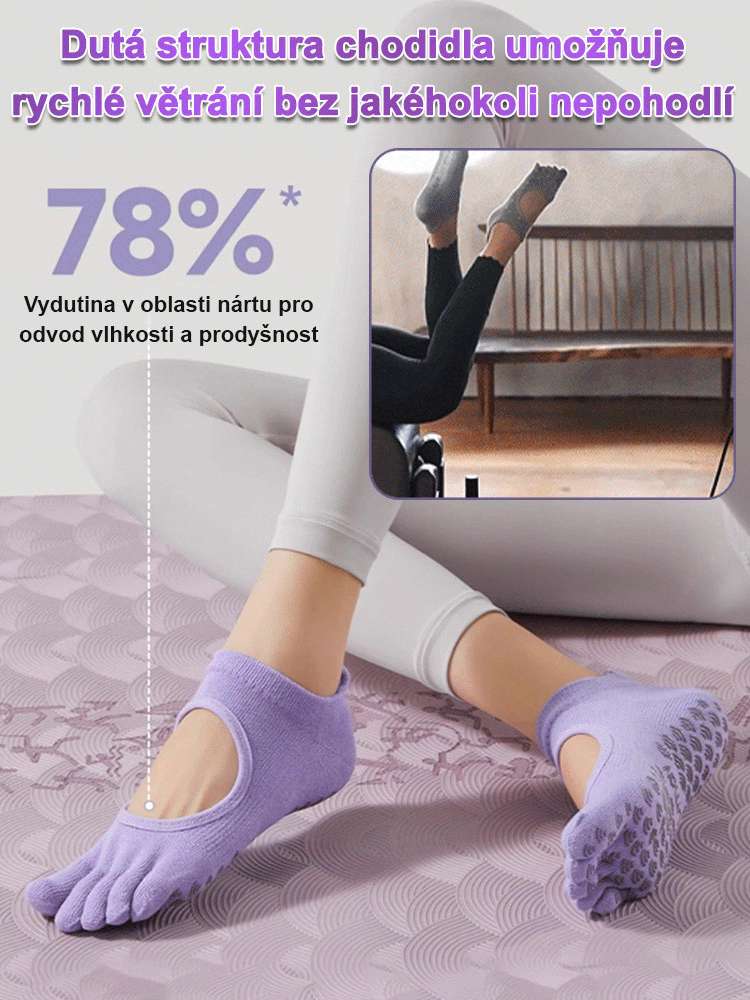 Protiskluzové jóga ponožky s pěti prsty