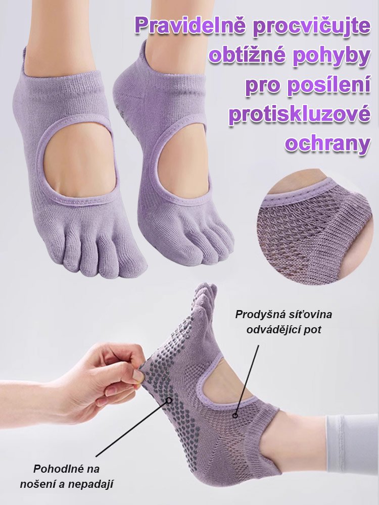 Protiskluzové jóga ponožky s pěti prsty