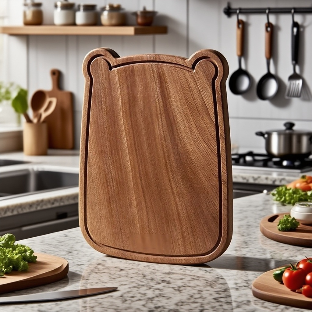 滑り止め付き黒檀丸太まな板