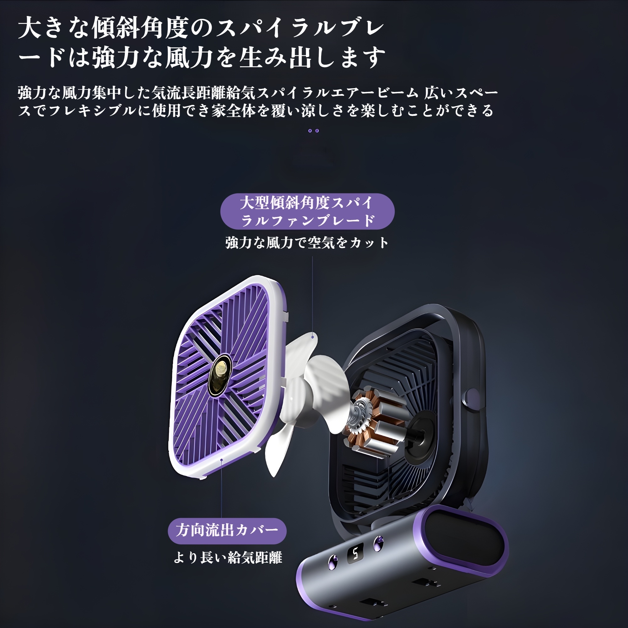 アウトドアキャンプで使用する多機能ファン