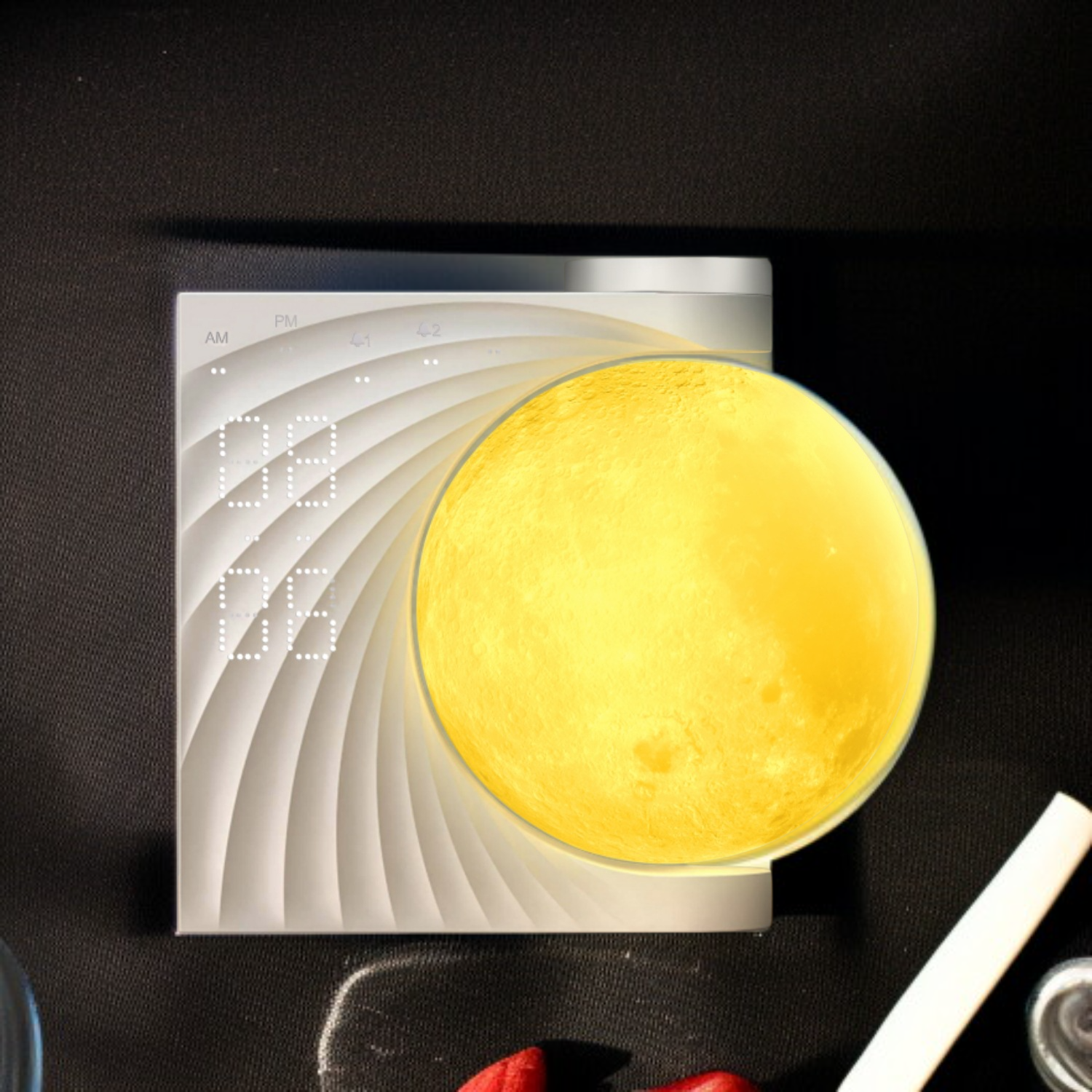 Colorful atmosphere moon light wake-up light breathing light three-speed dimming clock dual alarm cl