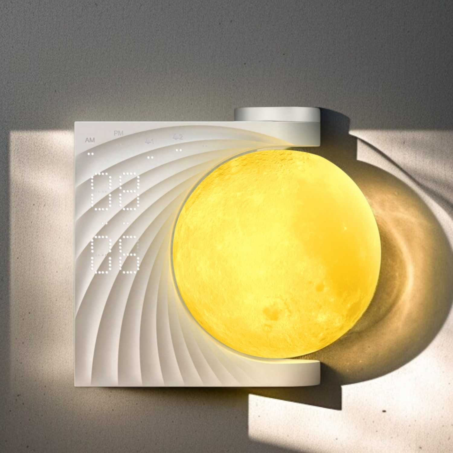 月 ベッドサイドランプ ベッドサイドライト 授乳ライト 時計付き オシャレ 多機能目覚まし時計 ホワイトノイズ ナイトライト 色/明るさ調節 間接照明 枕元ライト 目に優しい 授乳/おむつ替え用 テー