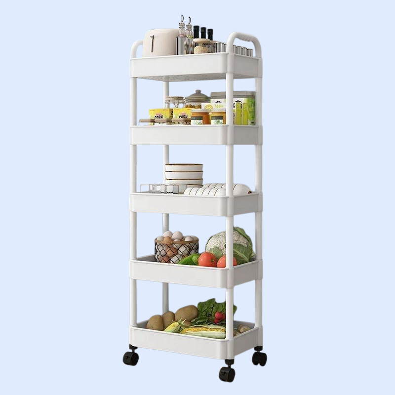 移動式ベッドサイドクリーム風多層ワゴン