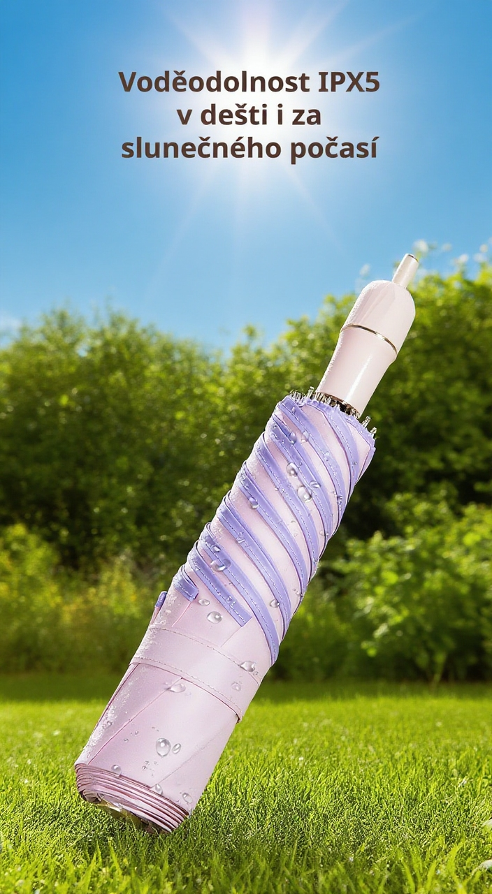 Kompaktní deštník složený v ruce