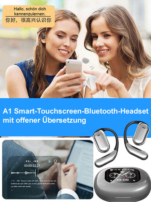 KI-Smart-Touchscreen-Offene Übersetzungs-Bluetooth-Kopfhörer