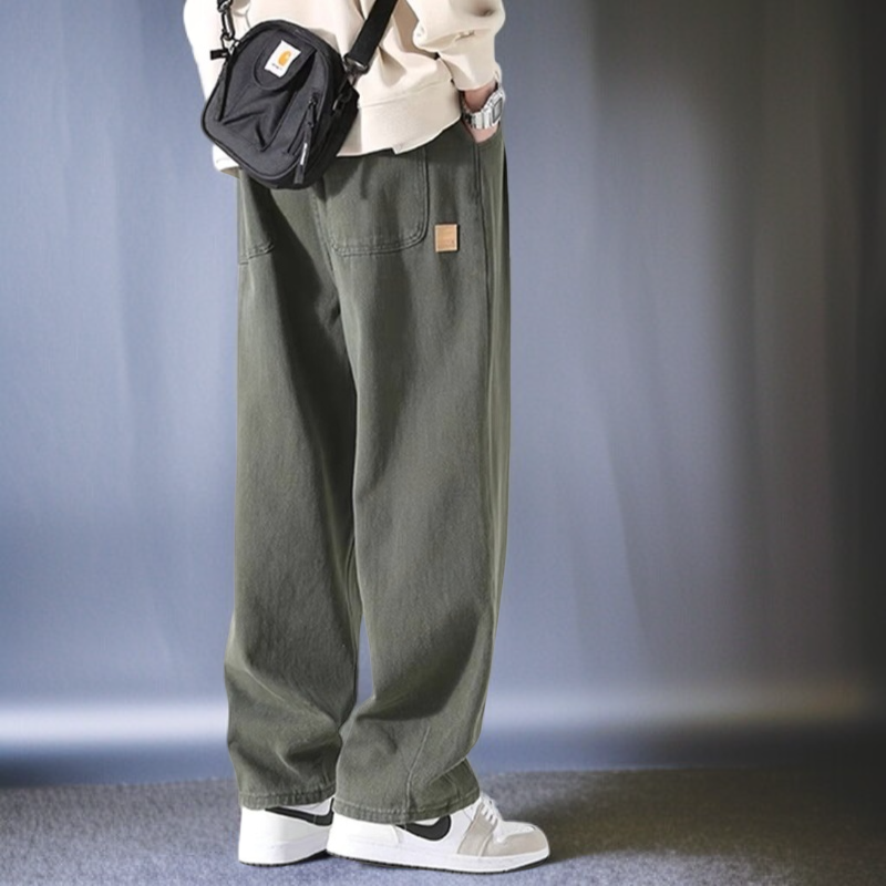 カジュアルパンツアーミーグリーンルーズストレートレッグワークパンツメンズヴィンテージカジュアルパンツ