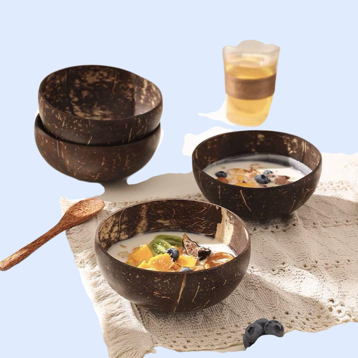 천연 코코넛 껍질 나무 그릇