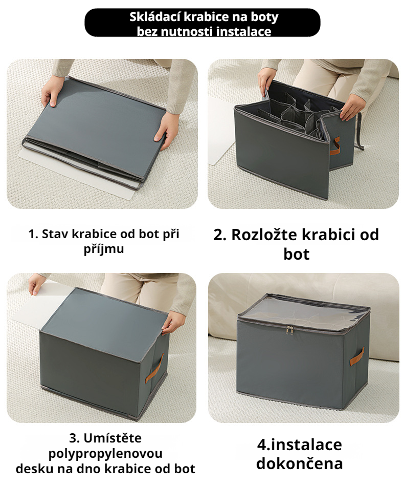 Easy to assemble visible shoe storage box