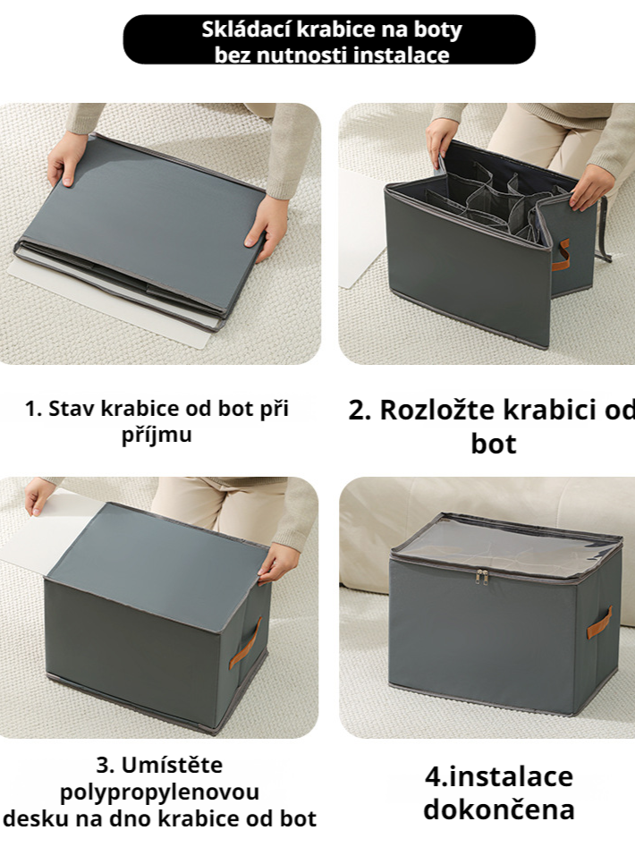 Skládací botník s viditelným víkem