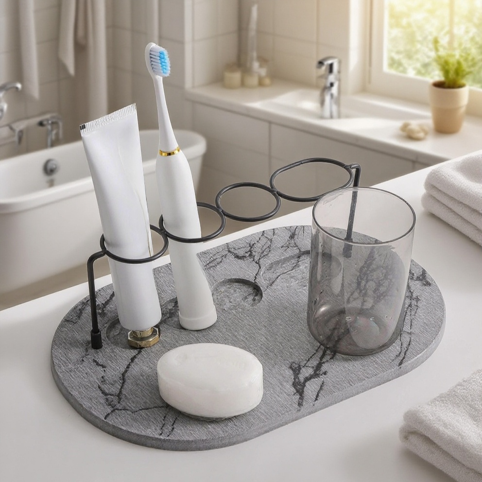 帶吸水墊電動牙刷置物架正面展示