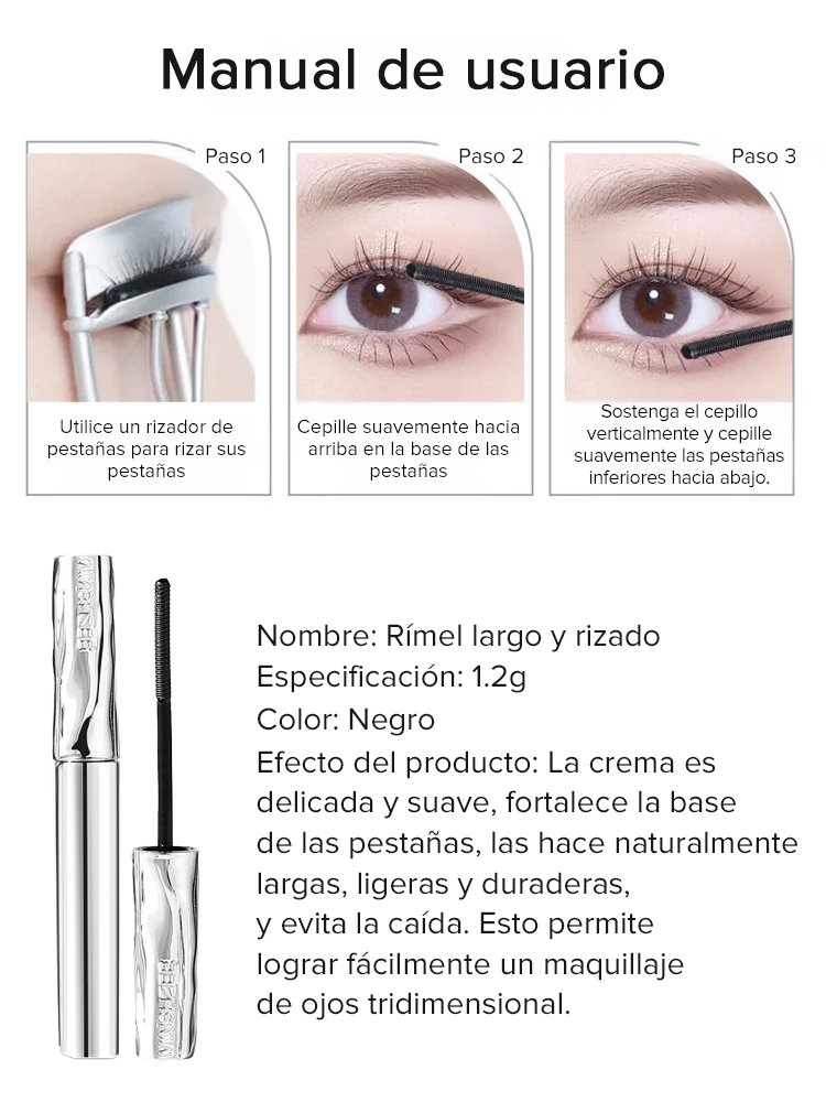 Rímel para pestañas largas y rizadas