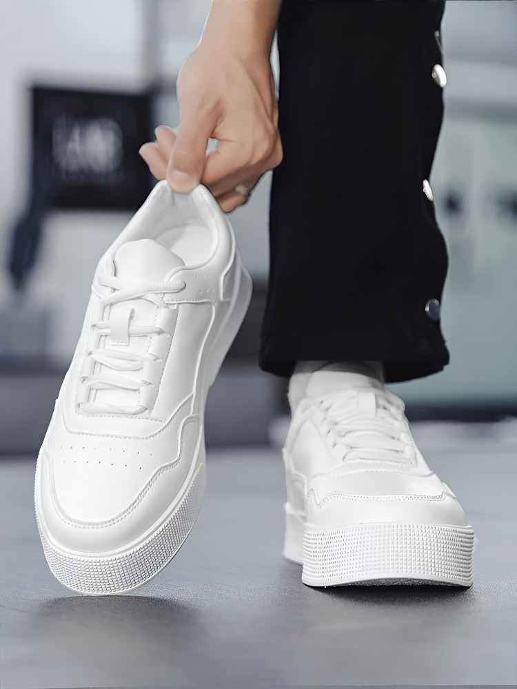 【موصى به من قبل خبراء الموضة】 حذاء أبيض أنيق بزيادة الطول 7 سم