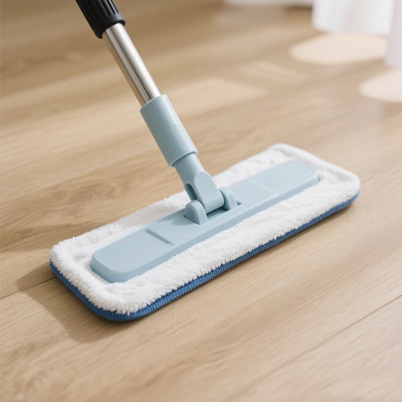 モップで床を掃除している様子