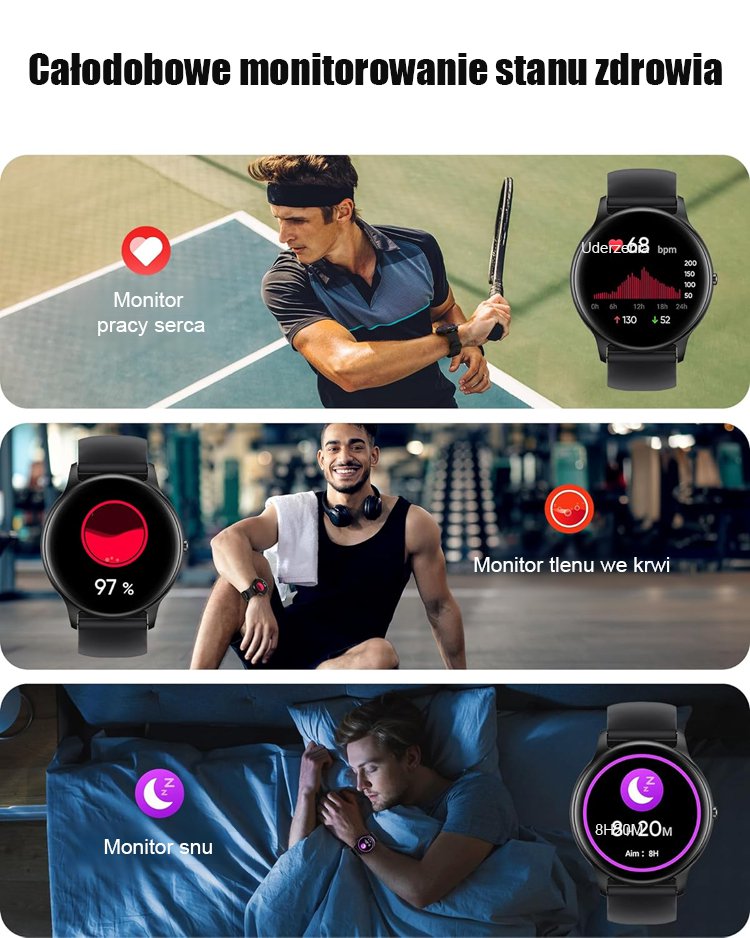 Zegarek sportowy D18 z monitorowaniem tętna i ciśnienia krwi