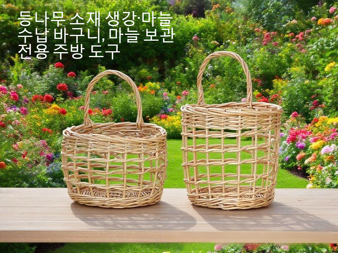 주방에 벽걸이로 설치된 등나무 수납 광주리