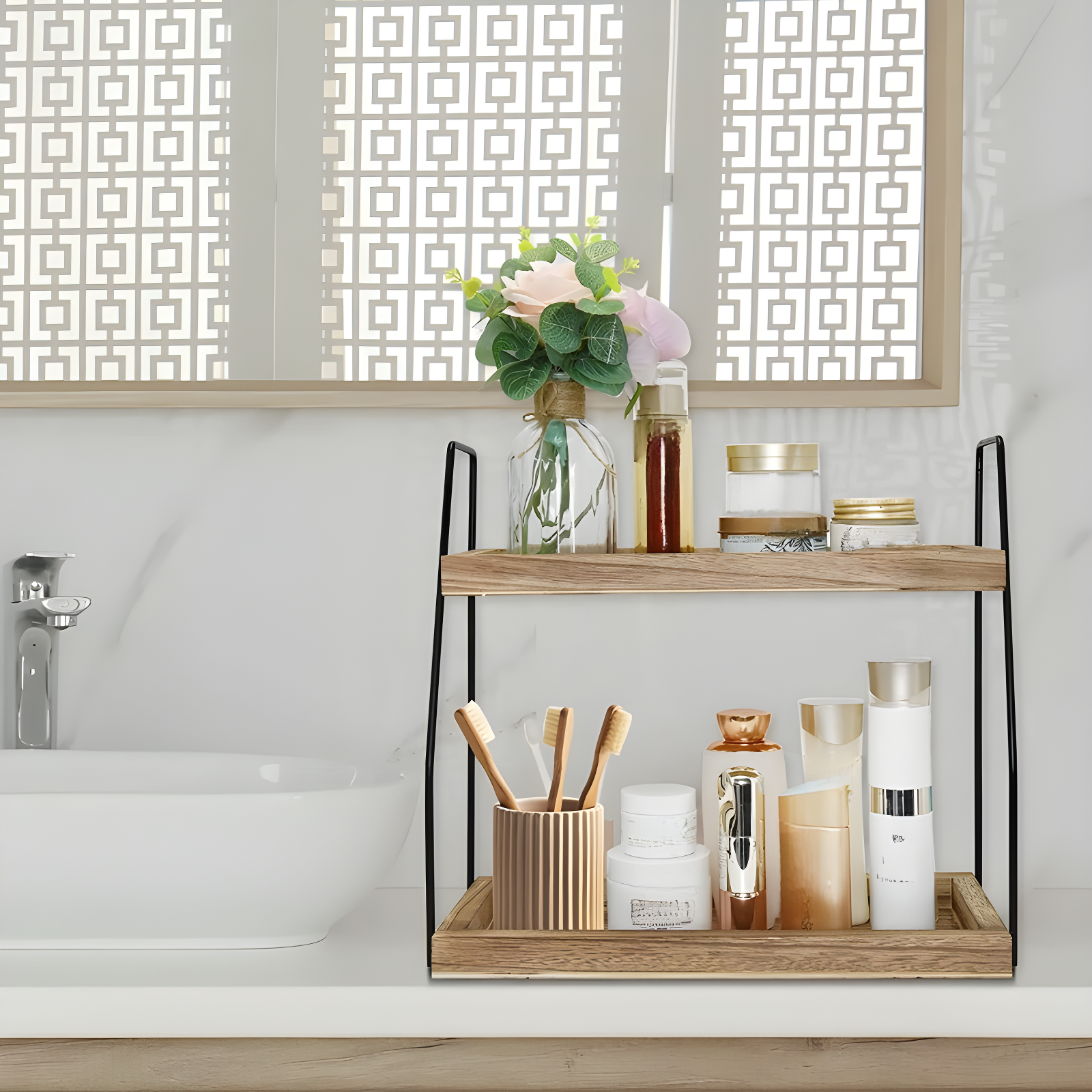 二重層バスルーム収納ラックデスクトップラックキッチンスパイス収納収納ラック収納ラック