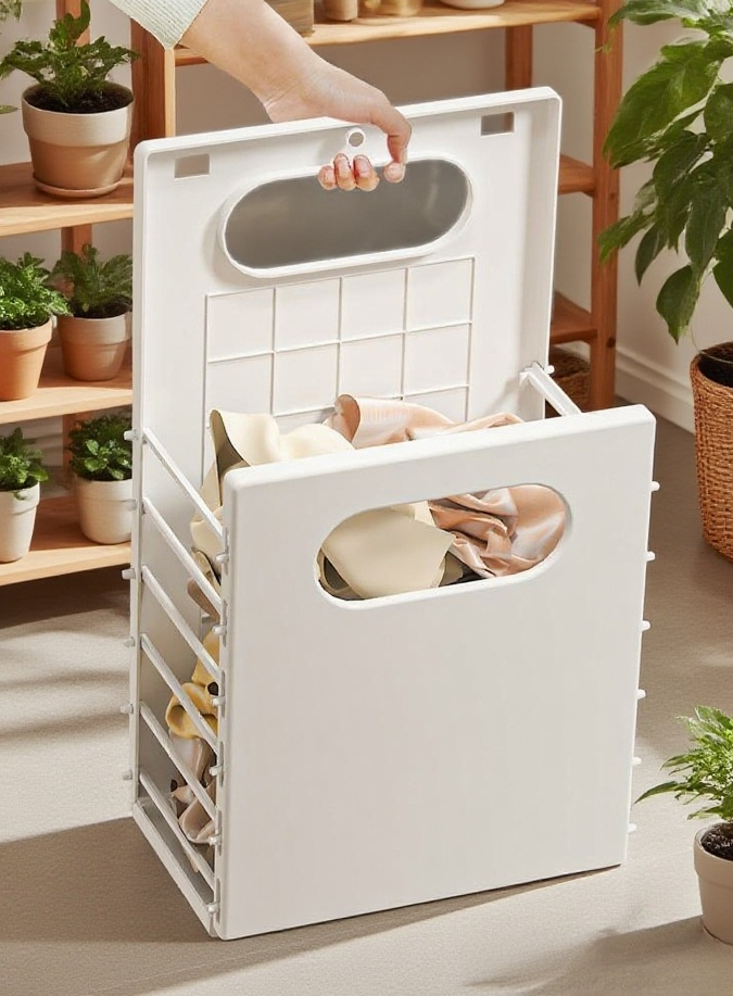 ตะกร้าพับได้สำหรับจัดเก็บผ้าสกปรกในห้องน้ำ