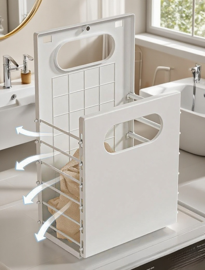 ตะกร้าเสื้อผ้าสกปรกสำหรับห้องน้ำขนาดกะทัดรัด