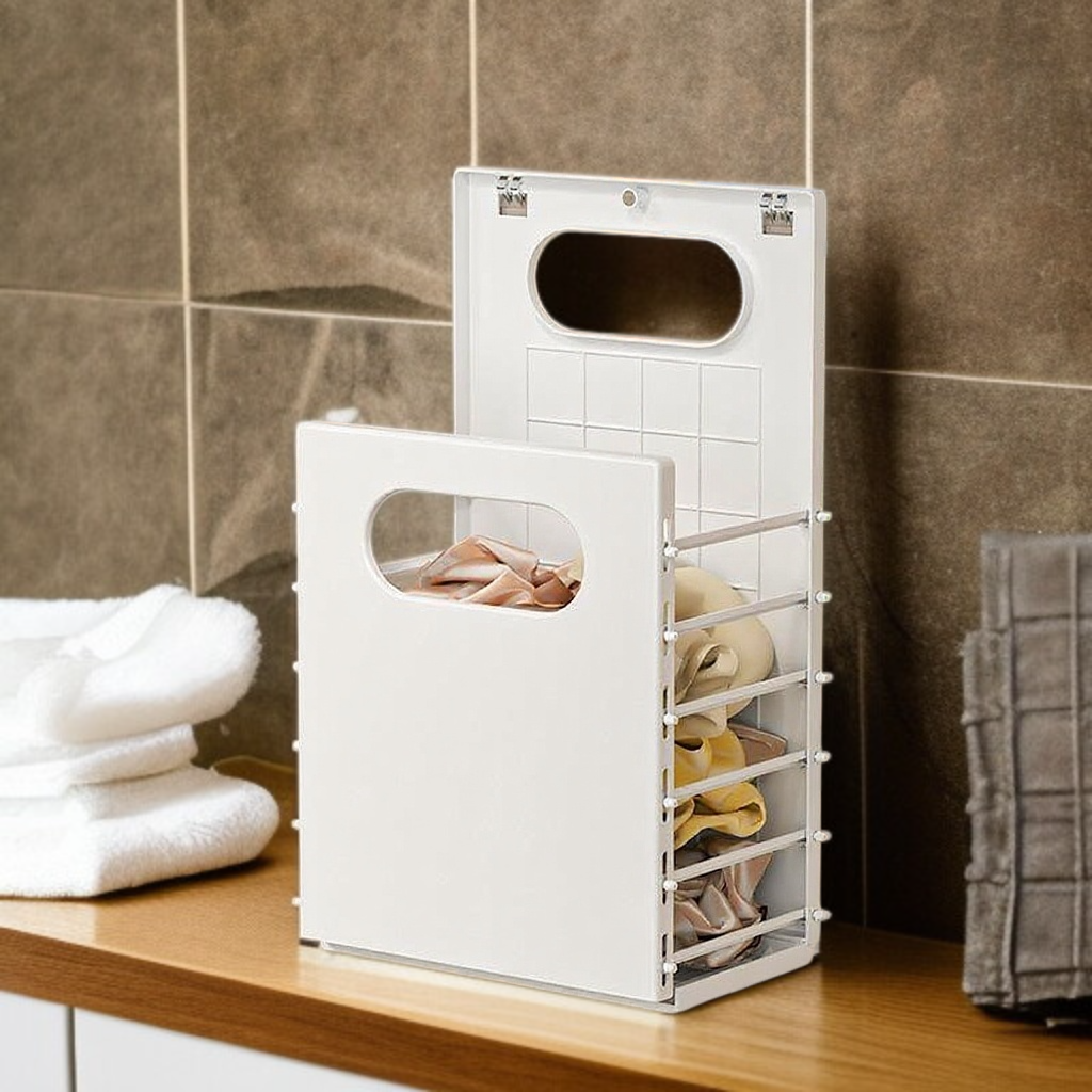 ตะกร้าเสื้อผ้าสกปรกพับได้สำหรับห้องน้ำ