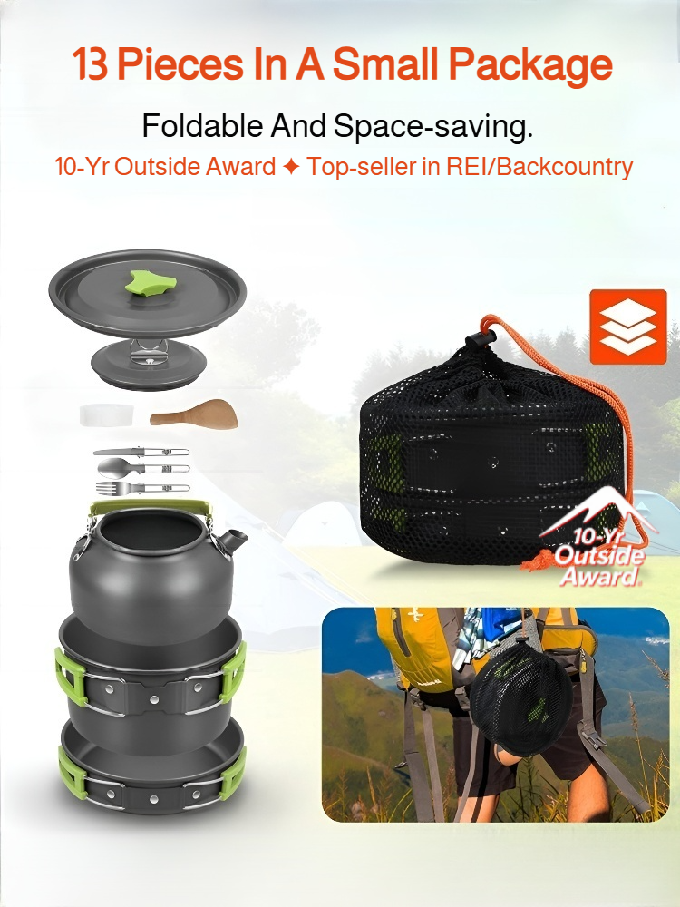 Portable Zusammenklappbares Aluminium-Kochgeschirr-Set