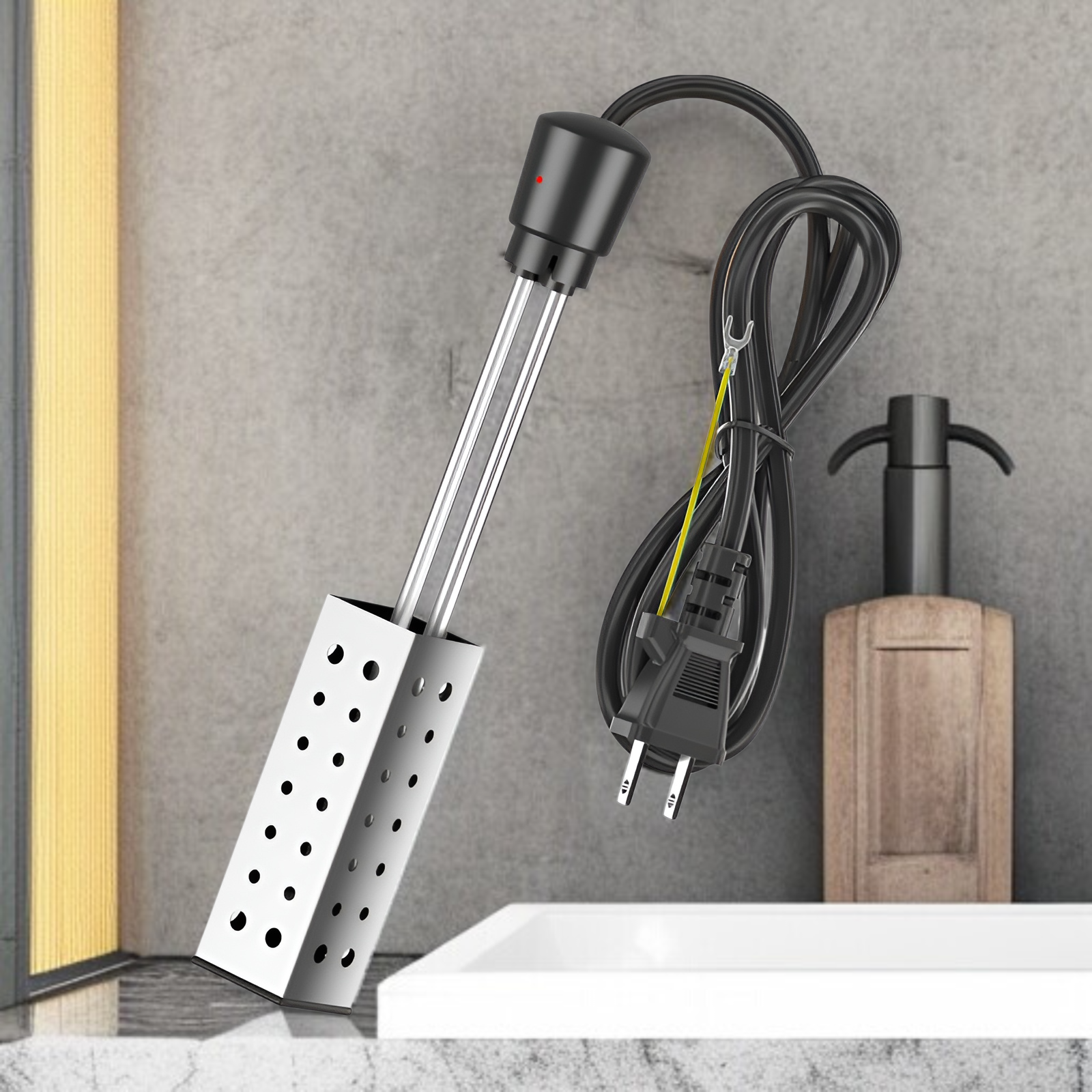 110V 1500W Tauchsieder mit Schalter – Schnelle Wassererwärmung für Badewannen