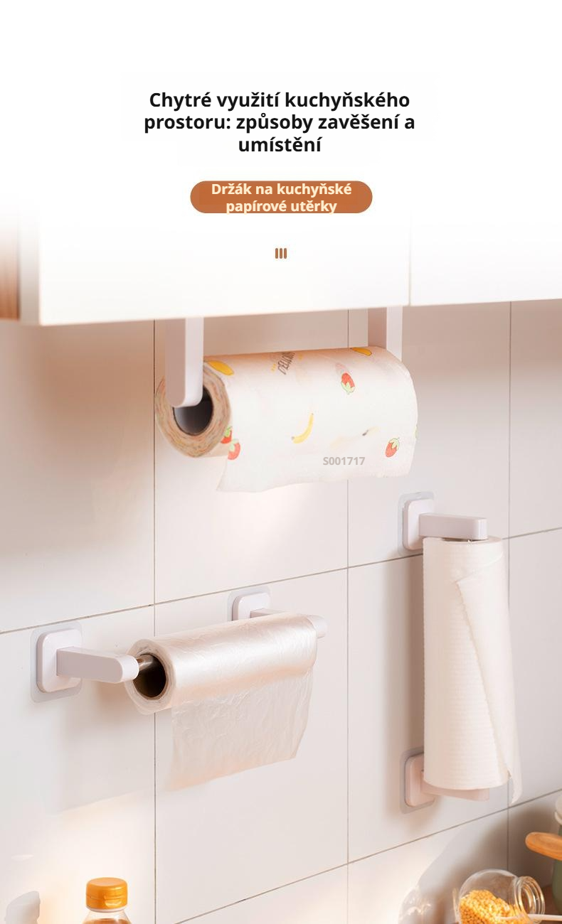 Kuchyňský držák na papírové utěrky a fólie – nerezová polička