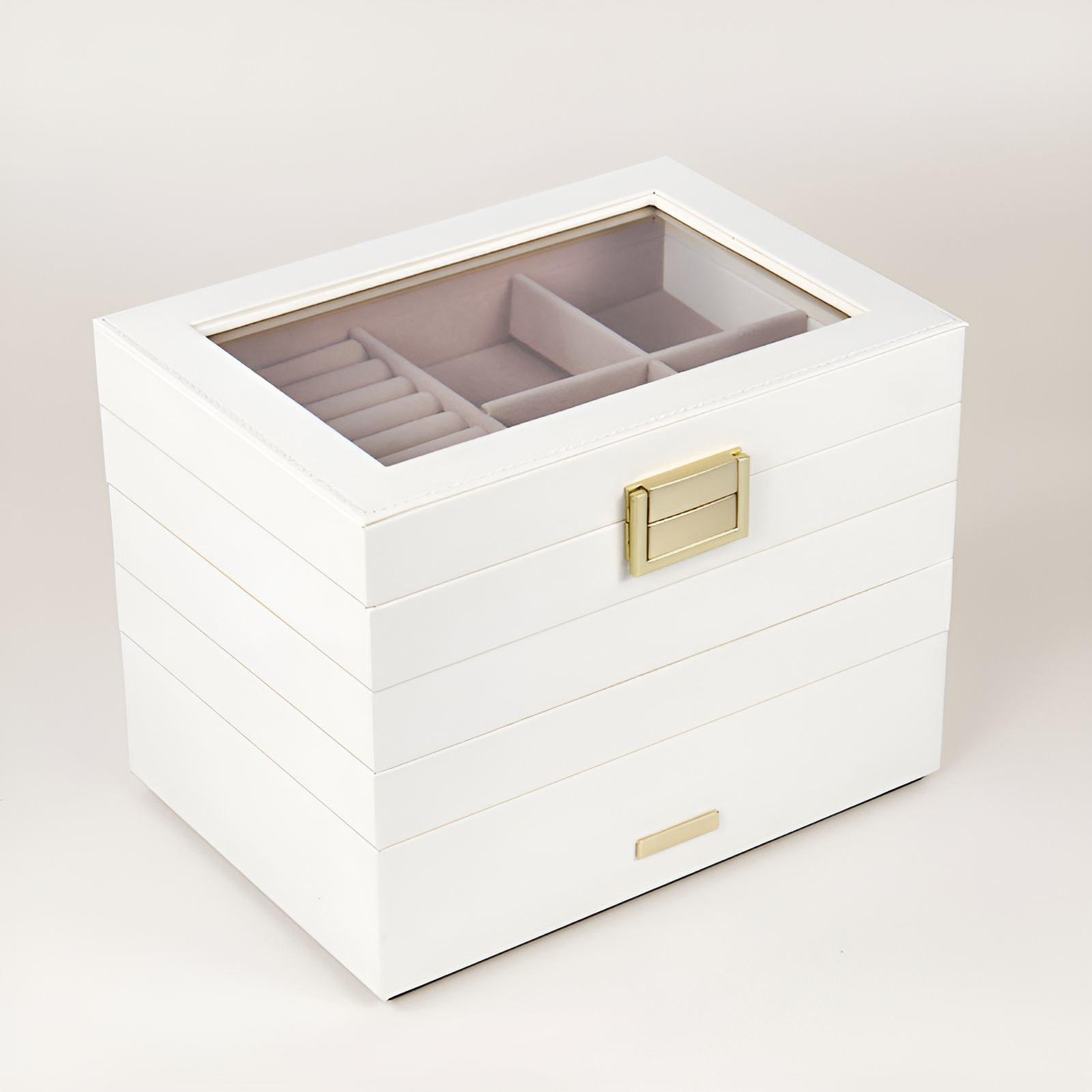 Large capacity jewelry box multi-layer stackable tray ring necklace watch jewelry storage box