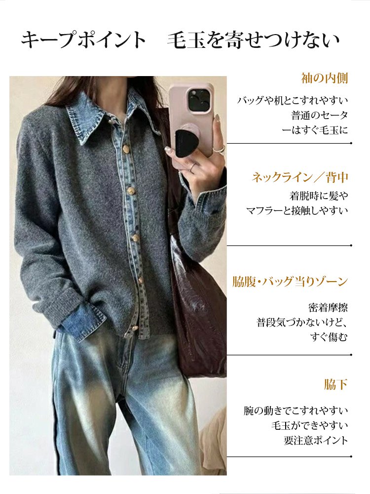 デニムパッチワークニットカーディガン