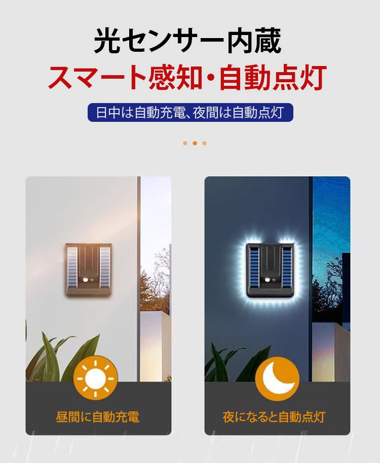 夜間自動点灯するソーラー式ライト