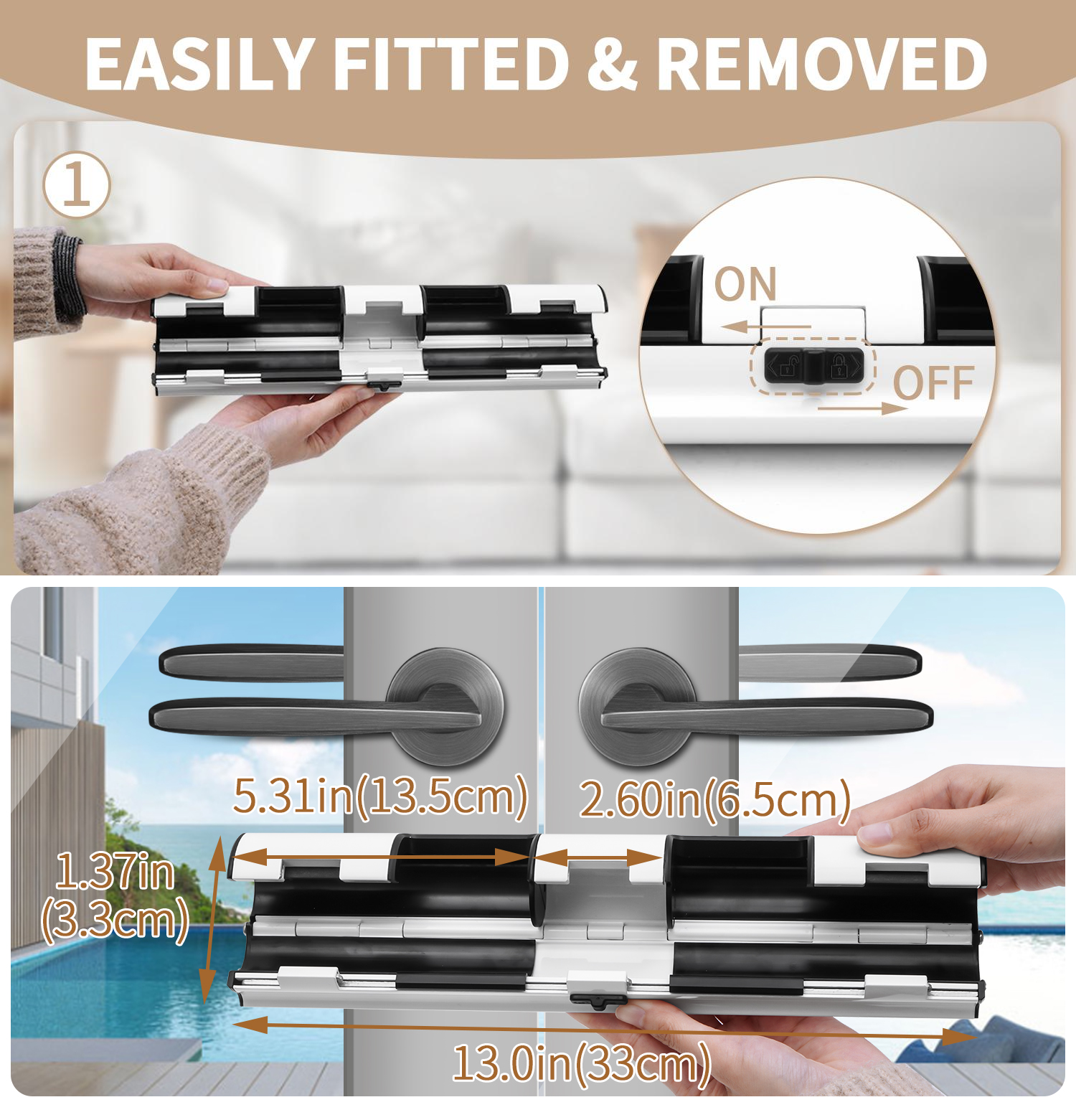 エレガントなダブルオープンドアロックの設置例