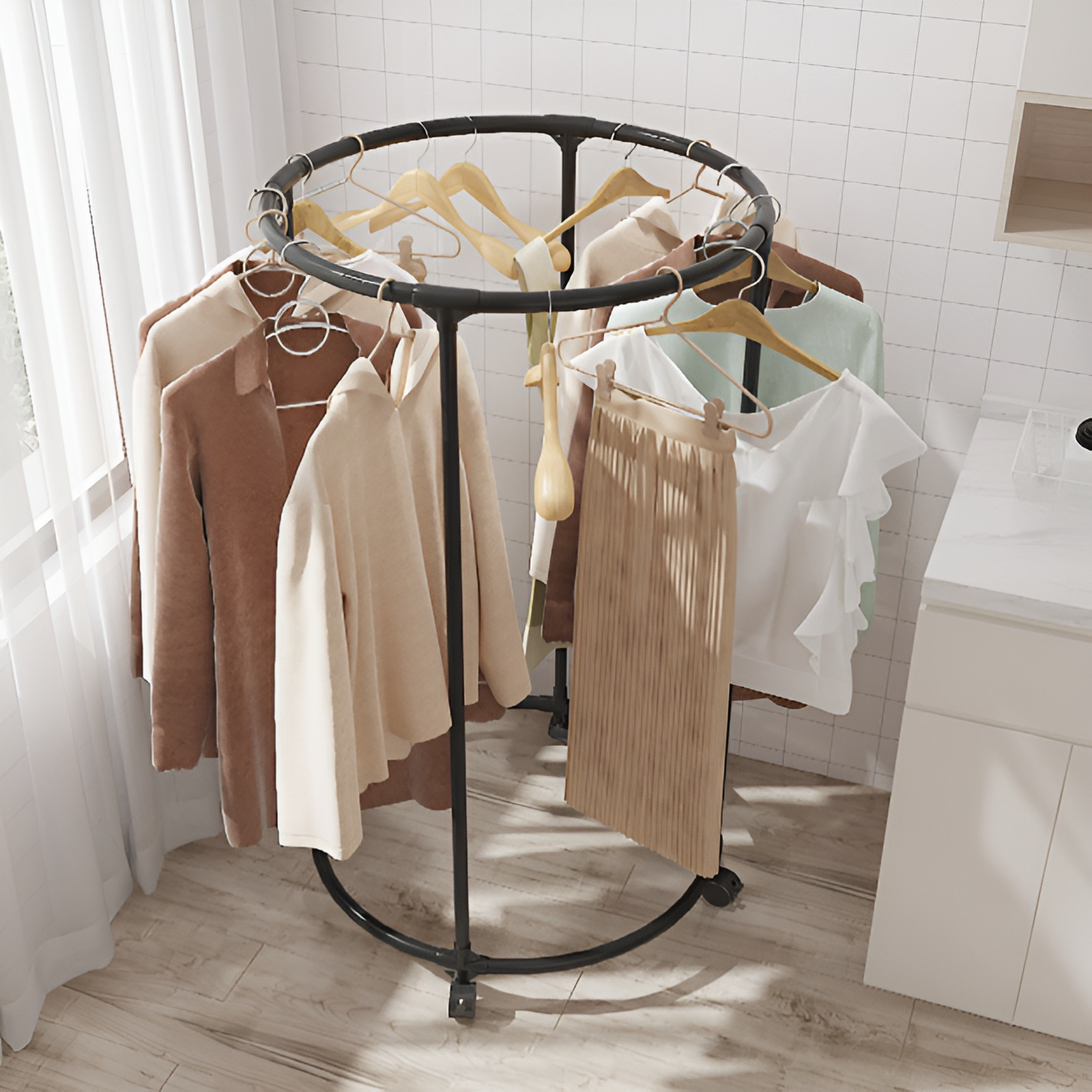 다기능 회전 원형 빨래 건조대