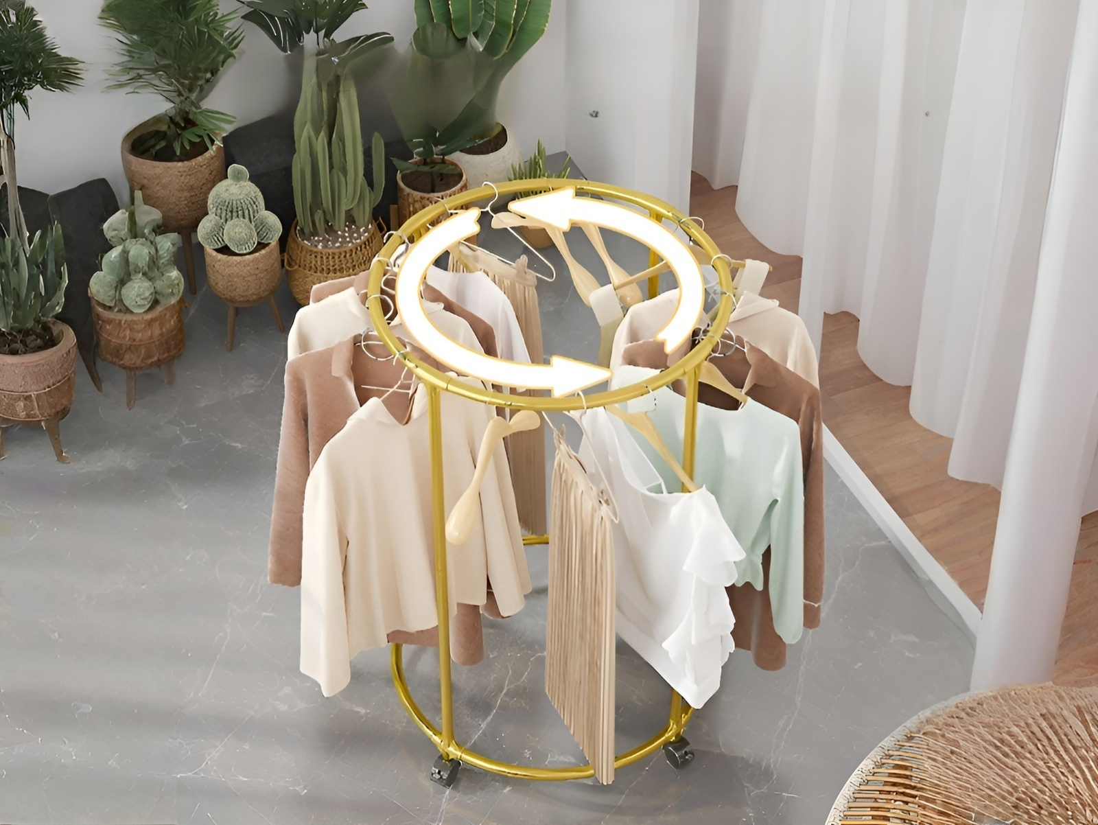 다기능 회전 원형 빨래 건조대